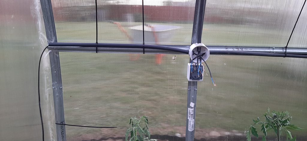 Power cable connection point inside greenhouse